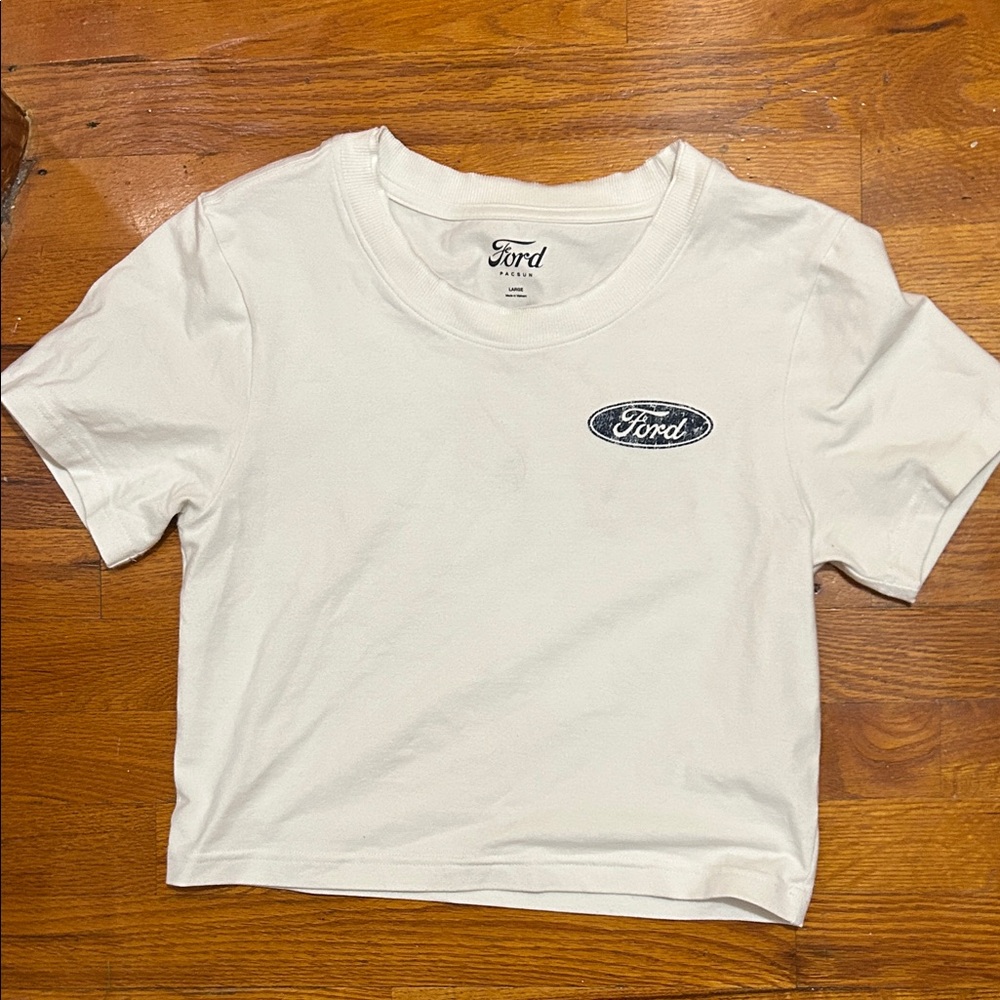 Pacsun white Mustang crop top size L